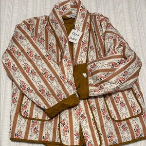 Davi & Dani Floral Striped Quilted Jacket